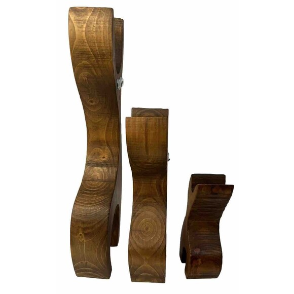 Vintage Set of 3 Hand Crafted Solid Wood Deer Reindeers - 10.5”, 7”, 4.5” Googly - Picture 4 of 9